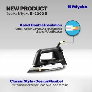 Miyako Setrika Listrik Anti Lengket EI-2000 B / Gosokan Baju Tapak Besi EI2000B