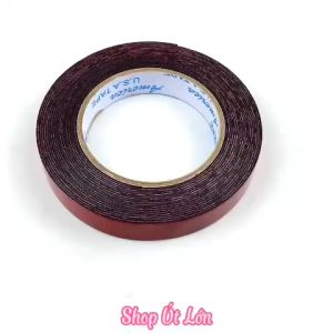 1 Cuộn băng keo 2 mặt xốp đỏ rộng 2cm dài 6 mét lõi giấy 3mm