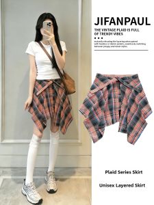 JIFANPAUL | High End Color Plaid Hip Covering Skirt Cover