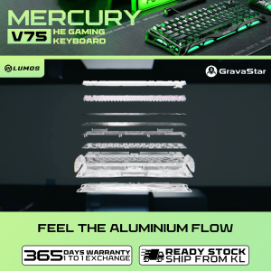 [READY STOCK] Gravastar Mercury V75 Mecha Gray HE Gaming Keyboard