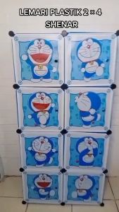 LEMARI PAKAIAN PLASTIK SHENAR / LEMARI BAJU PORTABLE BONGKAR PASANG 2x4 ( 8 pintu ) KARAKTER - DORAEMON