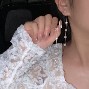 ต่างหูรูปไข่มุกยาวแบบใหม่ปี 2023 สำหรับผู้หญิง ทรงกลม เครื่องประดับแฟชั่นสไตล์เกาหลี เครื่องประดับหูที่ทำจากโลหะผสม