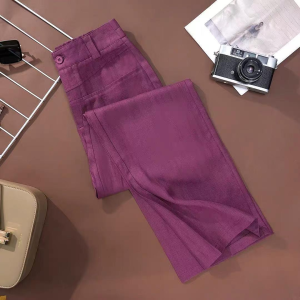 Linen Wide Leg Straight Cut Casual Pants Summer New Style Meat Concealing Comfortable Loose Fit Long Trousers for Women