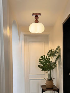 DGY | Multifunctional Cream Colored Ceiling Light Walnut Wood