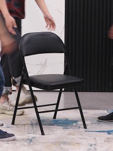 ✨No installation✨Foldable Chair With Cushion Negotiation Chair Conference Folding Chair Home Study Office Chair