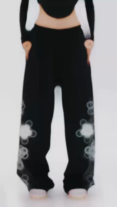 Zertico - Celana Baggy Celana Kulot Celana Panjang Wanita Tali Serut Star Hitam