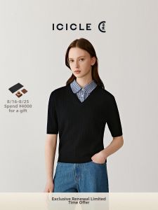 ICICLE | Fine Semi-combed Wool Autumn Short Sleeve Pullover Knitwear