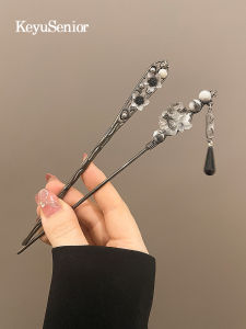 จี้ผมสไตล์จีนใหม่สำหรับผู้หญิง ทรงหมวกโบราณ ทรงหมวกแบบวาดภาพด้วยน้ำสีน้ำเงิน สไตล์เด็ก ทรงผมแบบโบราณ ตกแต่งเสื้อผ้าผู้หญิง