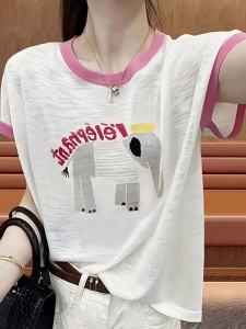 DVDK | Bamboo Cotton Ice Silk Design T-Shirt with Elephant Print