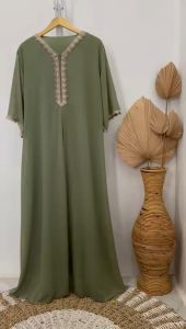 Gamis/Dress Ceruty Terbaru Motif Kaftan Mat Ceruty Babydoll Variasi Renda LD 115cm