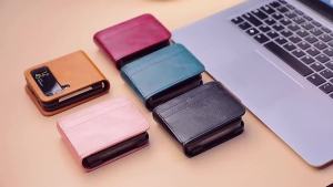 Leather Wallet Cover For Samsung Galaxy Z Flip 7 fe 6 5 4 3 2 Flip7 Flip6 Flip5 5G Phone Case with Card Holder Hinge Protection