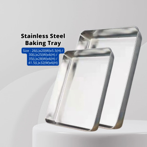 YU Ready Store Extra Thick Stainless Steel Rectangle Bakeware Oven Pan / Cake Tray / Baking Tray Plate 加厚不锈钢长方盘 / 长方形烘焙盘