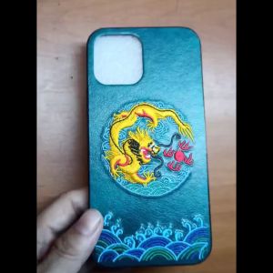 Leather Softcase Case Casing Cesing iPhone Bordir Embroidery Kulit Naga Dragon Phoenix CST01 iPhone 7 Plus 8 Plus 11 12 Mini 12 12 Pro