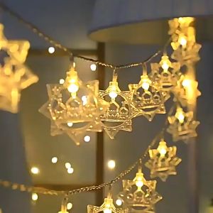 MLADEN LED Star Moon String Light Solar Castle Lantern Ramadan Light Eid Raya Lampu Party Decoration
