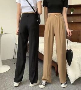 เวอร์ชั่นเกาหลีใหม่ผยางยืดหลวมและบางทุกการแข่งขันกางเกงขาก างเกงแฟชั่นกางเกงผู้หญิงทรงเกาหลีขากว้าง