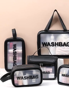 FYBEE Fashion Women High Capacity Transparent PVC Travel Wash Bag Waterproof Portable Cosmetic Bag Makeup Toiletry Pouch Organizer Bag