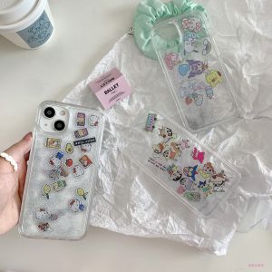 Kt Cat Shiny Powder Flowing Sand Shell Cute Creative Cartoon Phone Case for  15Pro Max Girl Heart 12 Lovely 11 Niche 13 Internet Famous 14 Crayon Shin-chan