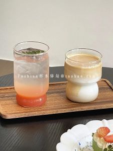 Creative High Borosilicate Glass Cup Flower Bud Waist in Coffee Milk Transparent Modern Minimalist Style American Latte Cup
