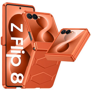 For Galaxy Z Flip 8 Built-in Tempered Glass Screen Protector Hinge Protection Shockproof Anti-Drop Phone Case-Black