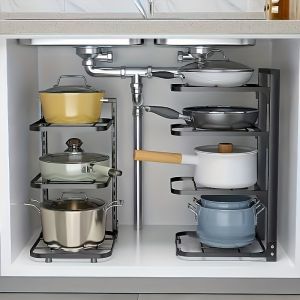 Adjustable Pot Rack Organizer: Multi-Layer Kitchen Storage Solutions