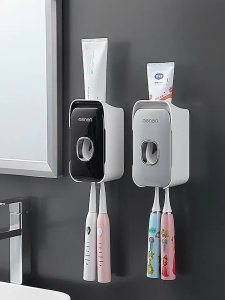 Dispenser Odol Otomatis + Tempat Sikat Gigi 2 Slot | Toothpaste & Toothbrush Holder