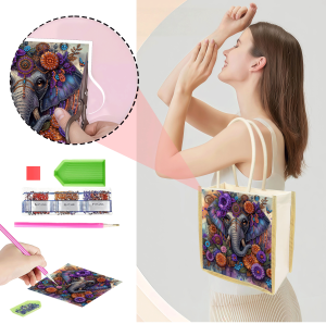 1 Miếng Tranh Gắn Đá Túi Mua Sắm Họa Tiết Con Voi Chất Liệu Vải Canvas Có Thể Thay Thế Phong Cách Hiện Đại Sáng Tạo Quà Tặng Cho Bé Gái