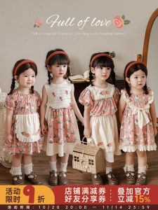 Cute Princess Style Embroidered Dress for Girls Summer New Arrival Cotton Blend Fabric Rose Flower Series Childrens Clothing