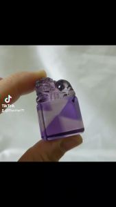 Feng Shui ornaments with seal of Amethyst seal /紫水晶章料精品 /紫水晶招财貔貅方章料/风车色带/蓝雾/指纹