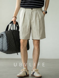 UBV | Vintage Coolness Linen Blend Slightly Crinkled Straight Leg Shorts