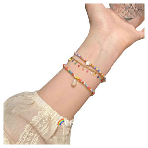 Dopamine-Boosting Tassel Beaded Double-Layer Bracelet for Women Summer Luxury Minimalist Elegant Stackable Colorful Bracelet