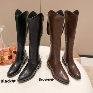 DINGMUYI | Womens Boots Western Cowboy Knight Style Low Heel