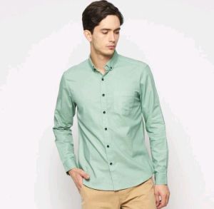 KEMEJA PRIA LENGAN PANJANG HIJAU SAGE KEMEJA POLOS SLIM FIT