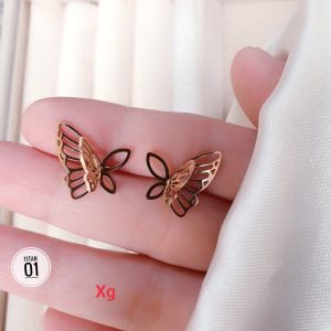 RinaXp-Anting Stud/Tusuk Kupu-kupu Terbaru Titanium Import Anti Karat Fashion Jewellry Korea