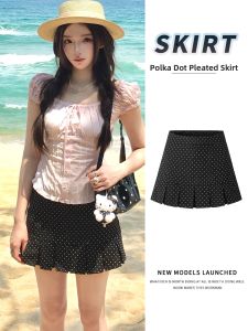 YISOF | Black Dots Pleated A-line Skirt