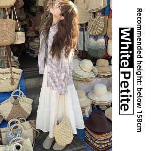 YAYANGREN | Pleated A-Line Skirt For Petite Large Size White