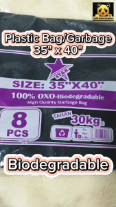 Plastic Bag 35” x 40” 100% OXO Biodegradable/ Plastik hitam / Plastik Sampah/ Garbage Bag High Quality ( 8pcs per pack )