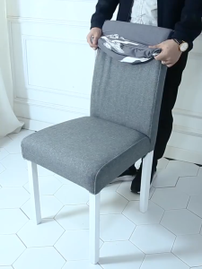 ผ้าคลุมเก้าอี้ร้านอาหารในโรงแรม ผ้าคลุมเก้าอี้รับประทานอาหารผ้ายืดหยุ่นบางเรียบ ผ้าคลุมเก้าอี้สากลแบบถอดออกและซักได้