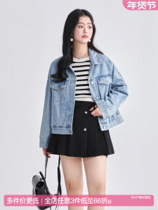 GW plus Size Womens Vintage Hong Kong Style Denim Jacket Spring New Arrival Ageless plus Size Female Top Cotton Polyester Blend