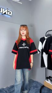 Áo Thun Phối Thể Thao GNUS UP Vải Cotton cao cấp AT02 Menswear Bo Cổ Dày Dặn Top Sport
