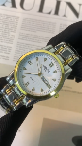 [Gift][With Box]ORUSS Original Men Stainless Steel Dual Calendar Waterproof Luminous Luxury Watch Analog Fashion Pointer Korean Automatic Quartz Wrist Watch For Men