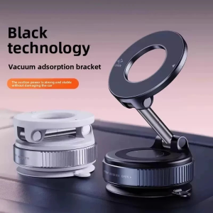 Foldable Car Phone Holder Vacuum Magnetic Stand with Strong Suction for iPhone 12/13/14/15/16 Live Streaming Cell Phone Mount