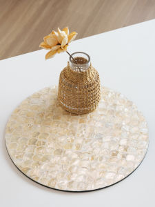 Naturally Luxurious Handmade Shell Tray Circular Vintage Style Home Living Room Coffee Western Dining Pad Creative Storage