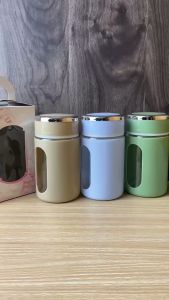 Gelas Gagang Kaca/ Gelas Shell 500 ML Warna Terang Kemasan Box Tenteng Motif