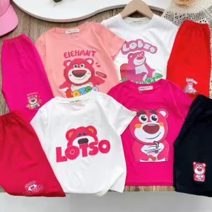 Bộ Đồ Lửng Cho Bé Gái MINKY MON Thun Lạnh Cho Bé Gái Gấu Dâu Siêu Dễ Thương Hình In Pet Không Bong Tróc Dành cho Bé 10-27kg