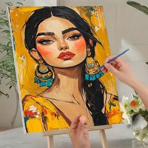 Female Portrait Oil Painting By Numbers Scenery Paint By Numbers on Canvas Landscape Frameless Home Decor