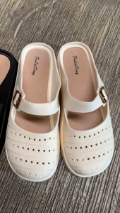 Sandal Jelly Wanita Terbaru Model Slip-On Mules Karet Gesper Cewek Kekinian FLD 9876PVC Jelly Import