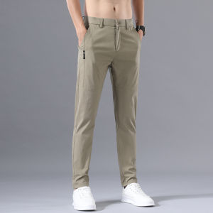 2026 Mens Casual Pants Slim Fit Stretch Classic Chino Trouser Male Stretch Elastic Korean Summer Dress Ice Light Thin Business