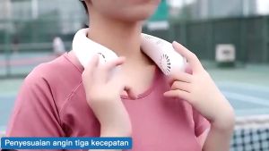 KIPAS ANGIN GANTUNG LEHER PORTABLE / KIPAS ANGIN USB PORTABLE TANPA BALING-BALING / MINI FAN COOLER / MINI NECK FAN