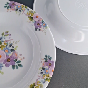 HATAYASHOP - Piring Makan Melamin Motif Bunga 9 inch - Tahan Panas & Anti Pecah - Warna Pastel