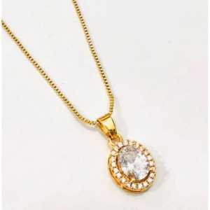 Bundara Acc-1442 Aksesoris kalung cantik perhiasan Wanita titanium mata Zircon 45cm